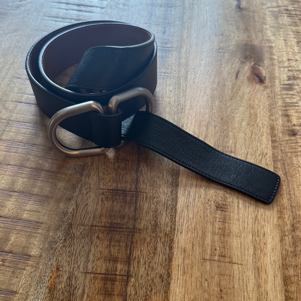 Michael kors collection made in Italy genuine Leather Belt Silver Buckle D rings - Picture 2 of 8